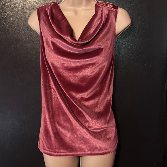 NWT Michael Kors lilac velour tank top with draped cowl front. Sz large. - Picture 2 of 11